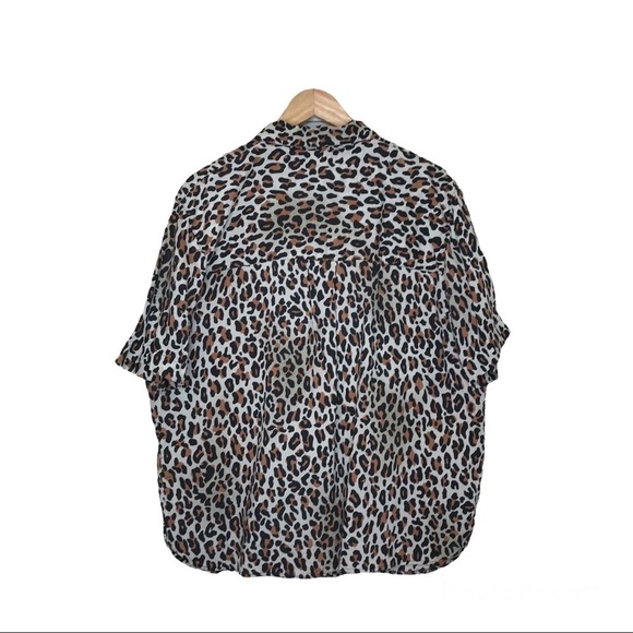 Elisabeth Liz Claiborne Button‎ Front Blouse Shirt Size 14P Leopard Print Flaw - Picture 4 of 9